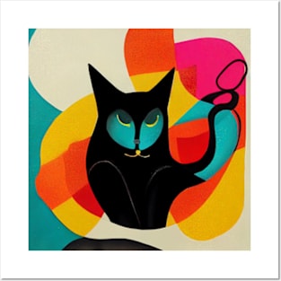 Abstract Cat Posters and Art